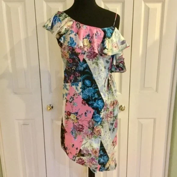 NWT ASOS Floral One Shoulder Dress 2P - Picture 1 of 6